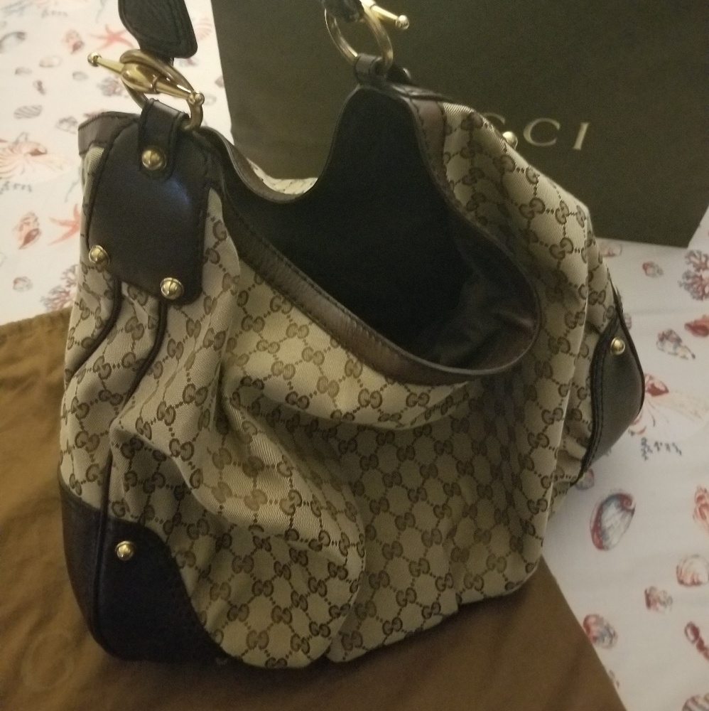Authentic Gucci XL Jockey Horsebit Hobo